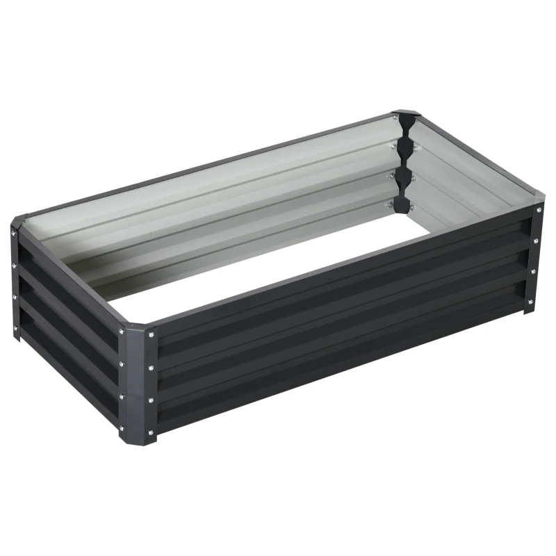 Outsunny Hochbeet Pflanzkasten, wetterbeständig, offener Boden, verzinkter Stahl, 120 cm x 60 cm x 30,5 cm, Grau