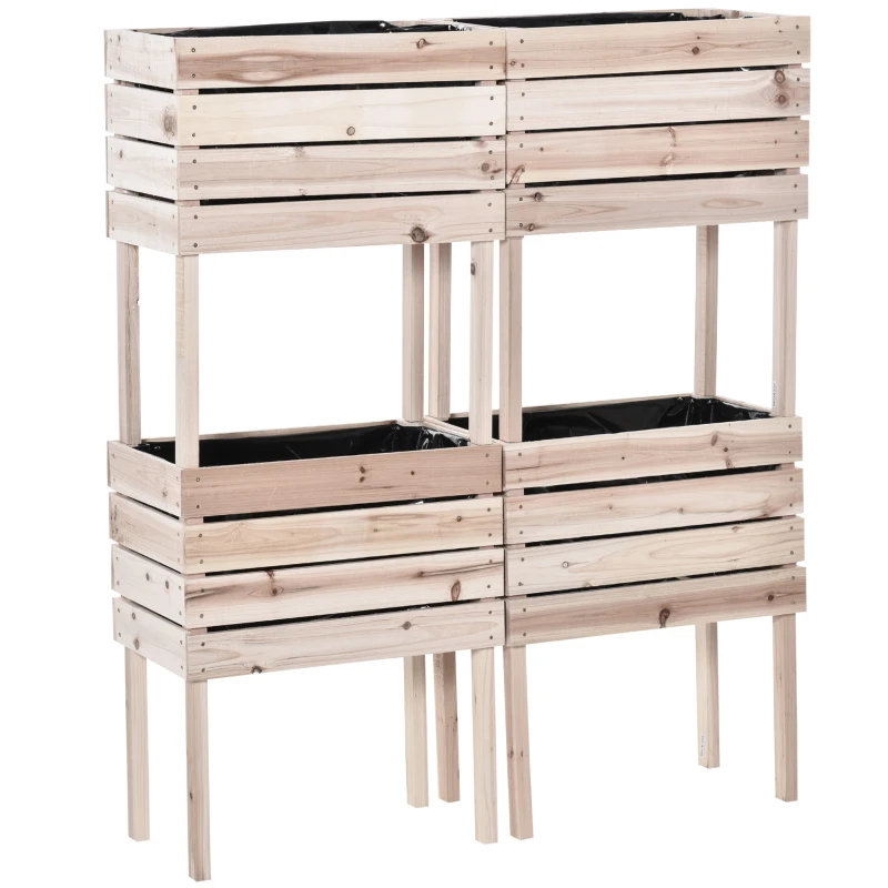 Outsunny Hochbeet Blumenkasten Pflanzenkasten, wetterbeständig, Massivholz, 50 cm x 30 cm x 60 cm, Natur