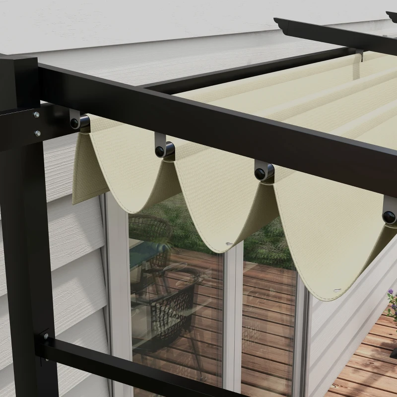 Outsunny Ausziehbare Pergola 4 x 3 m, pulverbeschichtete Metallstruktur, Polyester 180 g/m² inklusive Beige