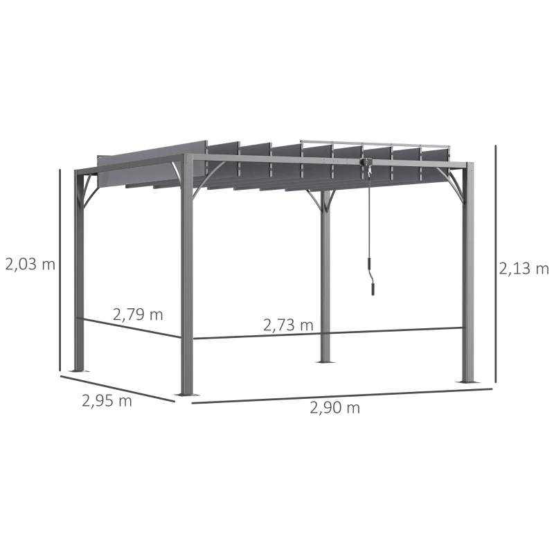 Outsunny Pergola 3 x 3 m bioklimatische Pergola mit verstellbaren Lamellen im zeitgenössischen Stil UV 50+ Aluminium - grau
