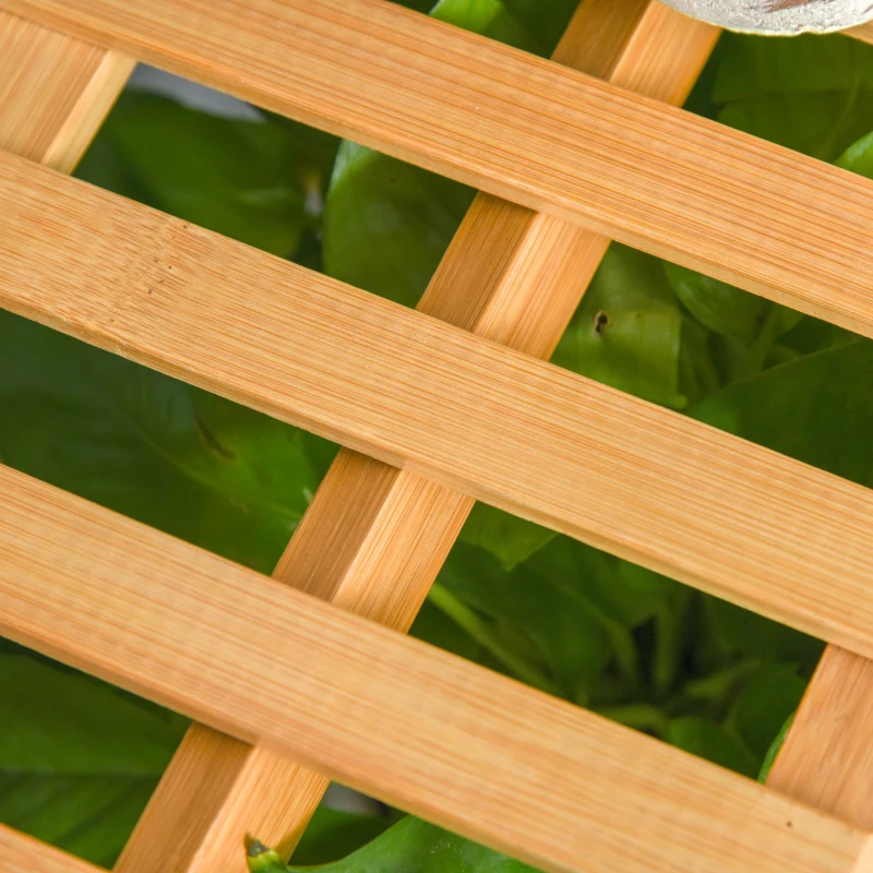 Outsunny Blumentreppe aus Holz Pflanzenständer Leiterregal einstellbare Hängehöhe Blumenständer hängende Bamboo Natur innen draußen 70 x 40 x 143 cm