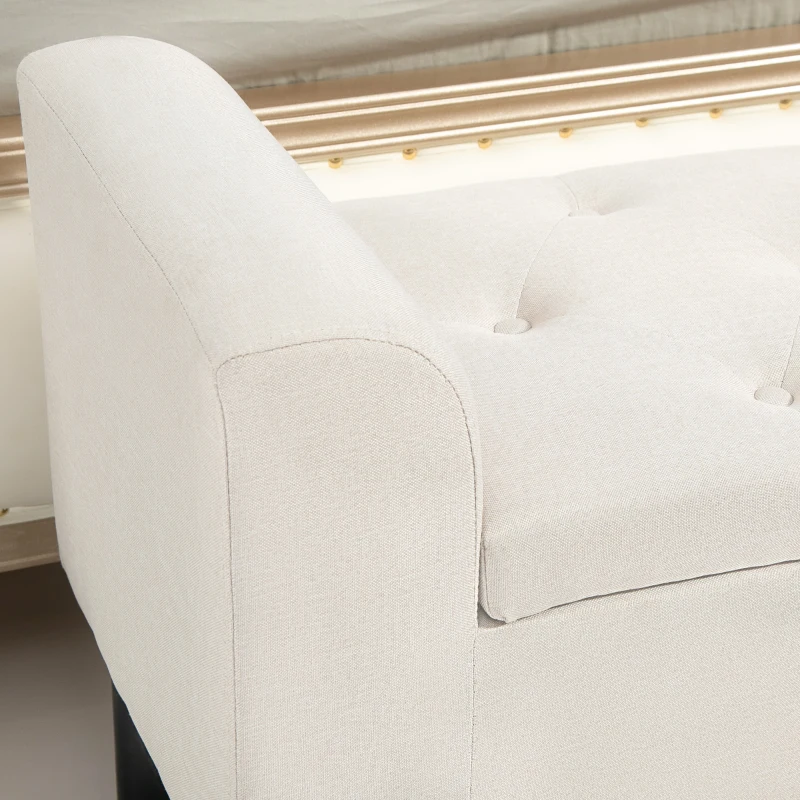 HOMCOM Gepolsterte Aufbewahrungs-Sitzbank mit Armlehnen für Schlafzimmer, Eingang, Wohnzimmer, Beige