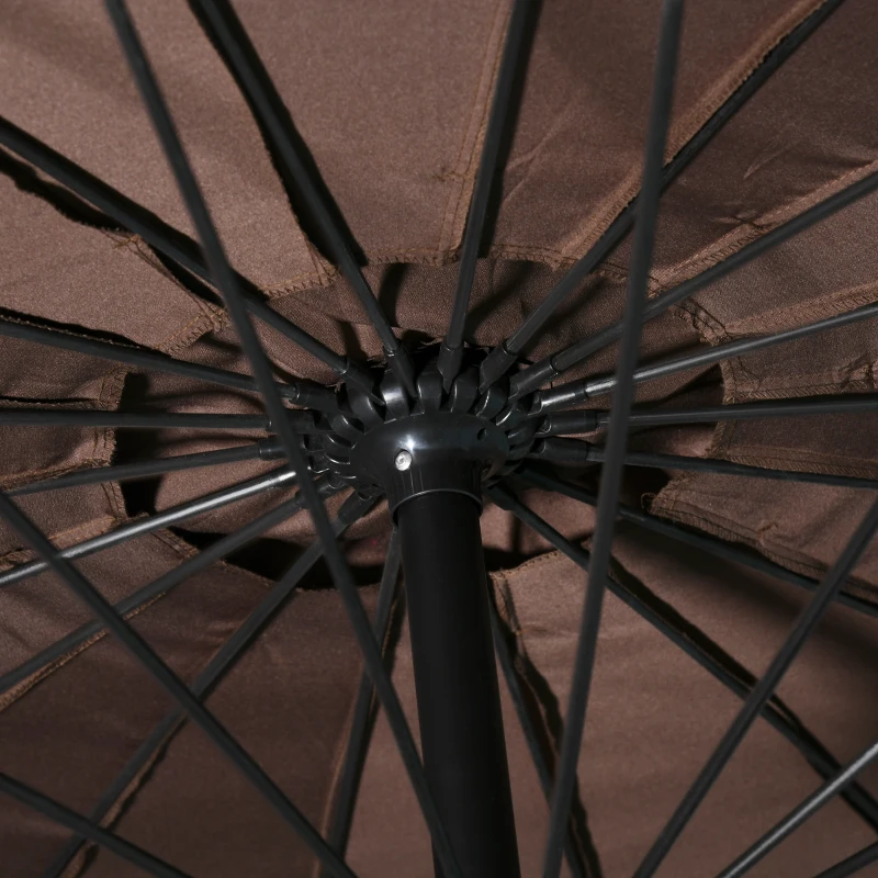 Outsunny Offset rund neigbarer Sonnenschirm mit Kurbel Metallgestell Mast dim. Ø 2,96 x 2,45H m hochdichtes Polyestergewebe Schokolade