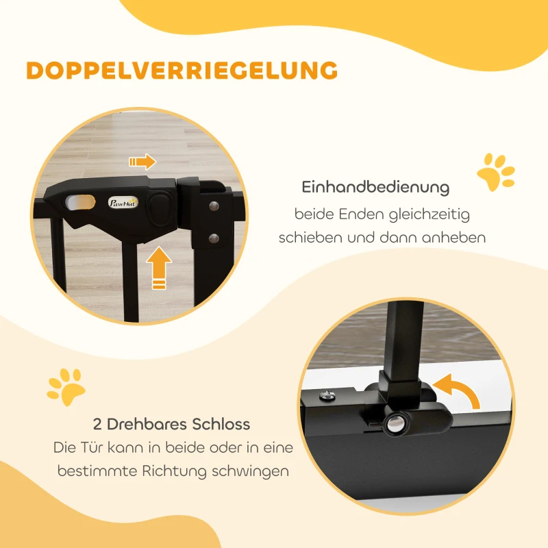 PawHut Türschutzgitter für Hunde, Absperrgitter, Schutzgitter für Haustiere, Metall, Kunststoff, 74-80 cm, Schwarz