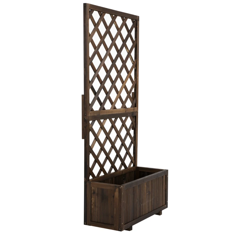 Outsunny Hochbeet Pflanzenkasten mit Rankgitter, Spalier Pflanzkübel, Blumenkasten Holz, 72,5x31,5x149,5cm für Garten Balkon Terasse, Blumenkübel für Kletterpflanzen, Blumen, Braun