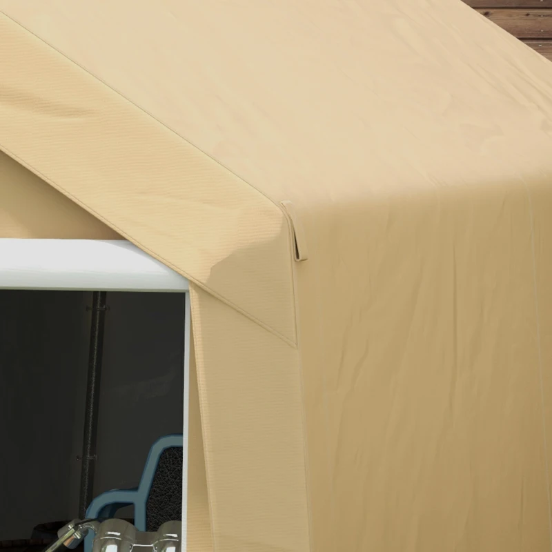 Outsunny Tragbares Gartenhaus Lagerzelt für den Außenbereich mit feuerverzinktem Stahlrahmen und großem Tor 2 x 3,6 m beige