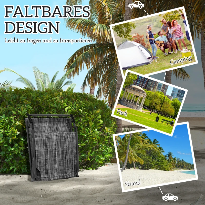 Outsunny Zonneligstoel met 4-Standen Verstelbare Rugleuning, Kussen, Zijvak, Hoofdsteun, 68 x 189 x 30 cm, Blauw