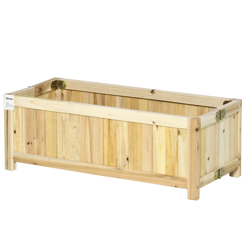 Outsunny Klappbares Hochbeet, Massivholz, Wetterbeständig, 70 cm x 30 cm x 25 cm, Natur
