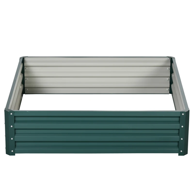 Outsunny Gartenbeet, Pflanzkasten mit Stahlgehäuse, Grün, 120 x 120 x 30 cm
