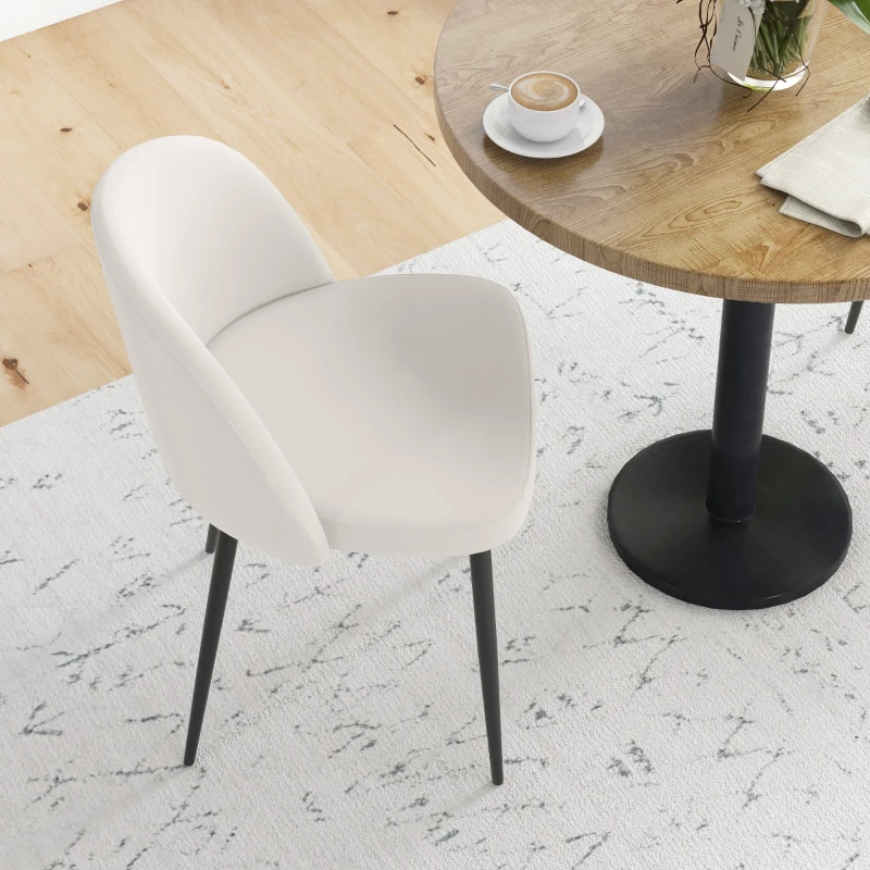 HOMCOM Set mit 2 Esszimmerstühlen, skandinavischer Küchenstuhl, gepolstert mit Samt und schlanken Metallbeinen