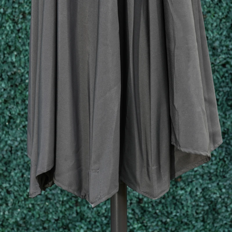 Outsunny Φ2.7m Garden 24 LED Light Parasol Solar Outdoor Tilt Sun Umbrella Patio Club Party Event Manual Sun Shade w/ Hand Crank and 8 Ribs, Grey