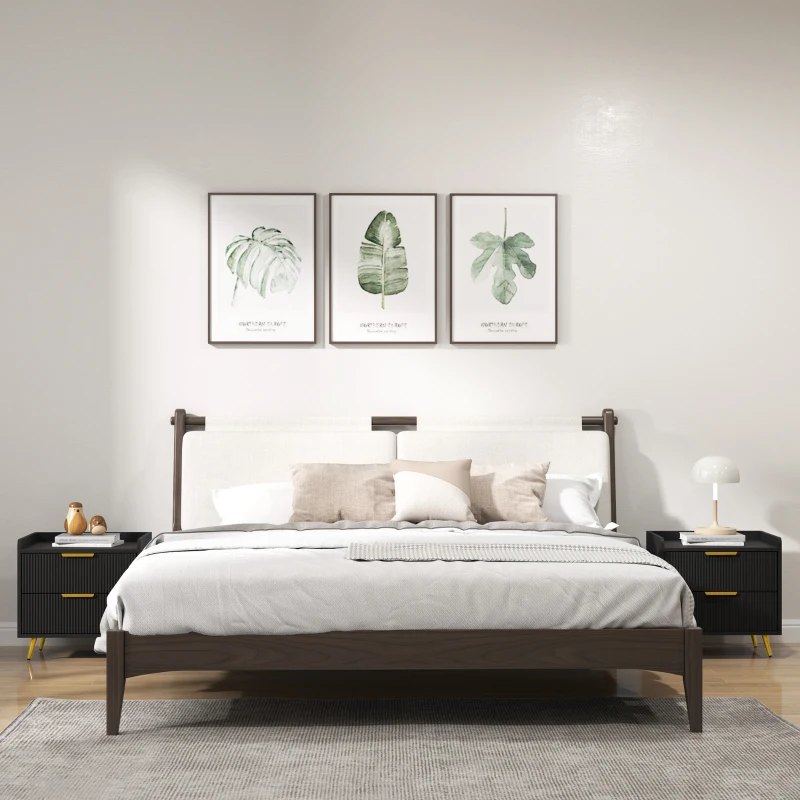 HOMCOM Elegant Two-Drawer Bedside Table Set of 2 - Black