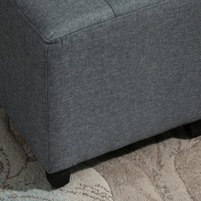 HOMCOM Repose-Pieds Pouf, Capitonné, Imitation Lin, 35 cm x 35 cm x 35 cm, Gris