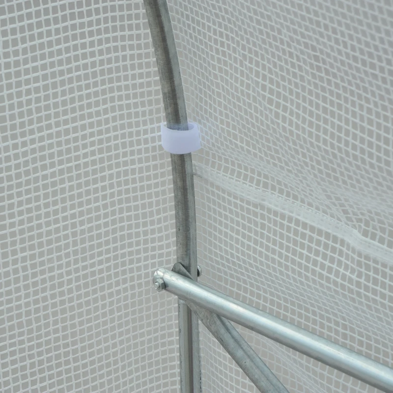 Outsunny Tunnelgewächshaus, 6 aufrollbare Fenster, Tür mit Reißverschluss, reißfeste Folie, Metallrahmen, 3,5 x 3 x 2 m, weiß