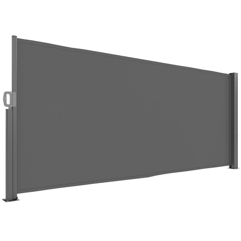 Outsunny Barrière latérale extensible opaque Pare-vue avec fixation murale Revêtement 300x140cm Gris foncé