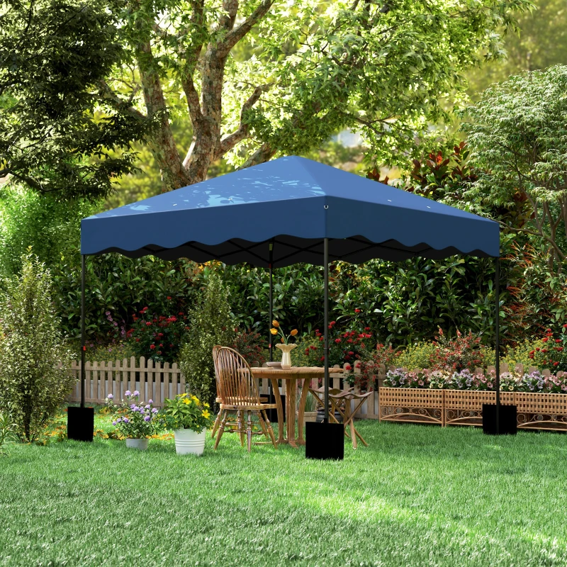 Outsunny Pavillon pop-up 3 x 3 m, tonnelle de jardin réglable en hauteur, avec sac roulant, pour jardin, terrasse, métal, tissu, bleu foncé