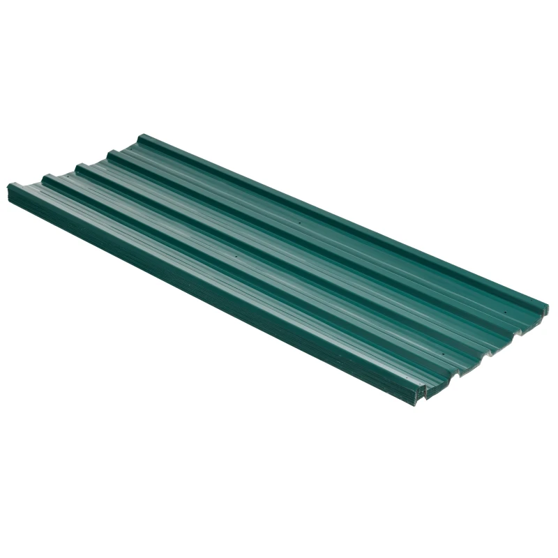 Outsunny Conjunto de 12 Painéis para Teto de Aço Galvanizado Chapas Perfiladas de Teto 7m² para Abrigo de Ferramentas 129x45cm Verde