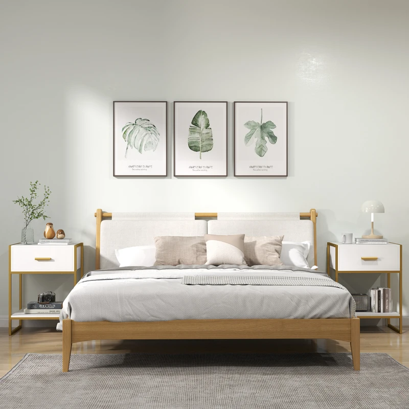 HOMCOM Bedside Table Set of 2, Modern Side Tables with Drawer and Shelf, Nightstands for Bedroom, White