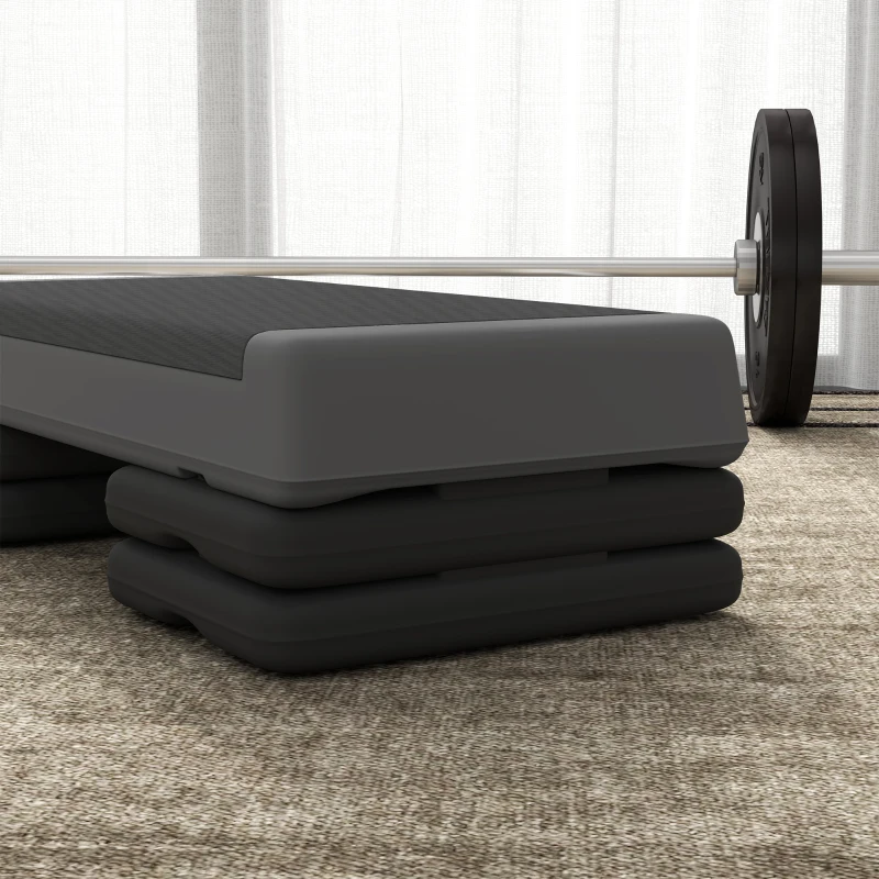 SPORTNOW Fitness-Stepper ajustable en hauteur, antidérapant, adapté pour la maison, la salle de fitness ou le bureau, en plastique, Gris