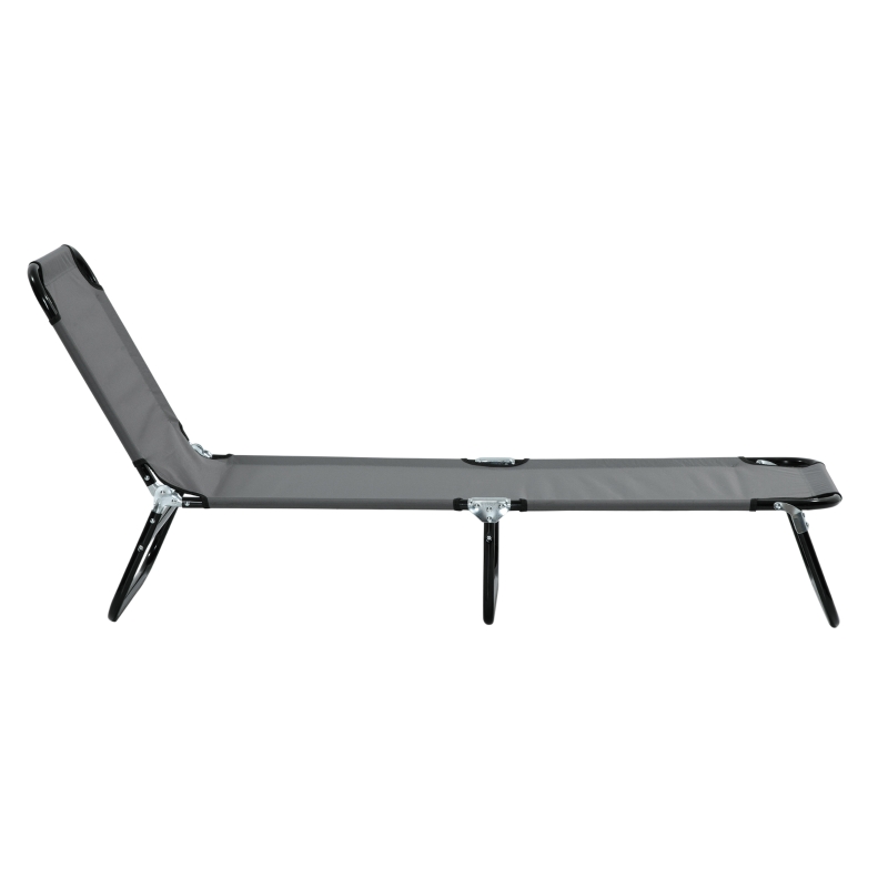 Outsunny Sonnenliege, 5-fach verstellbare Rückenlehne, schnelltrocknend, Metallrahmen, 188 x 56 x 28 cm, Grau