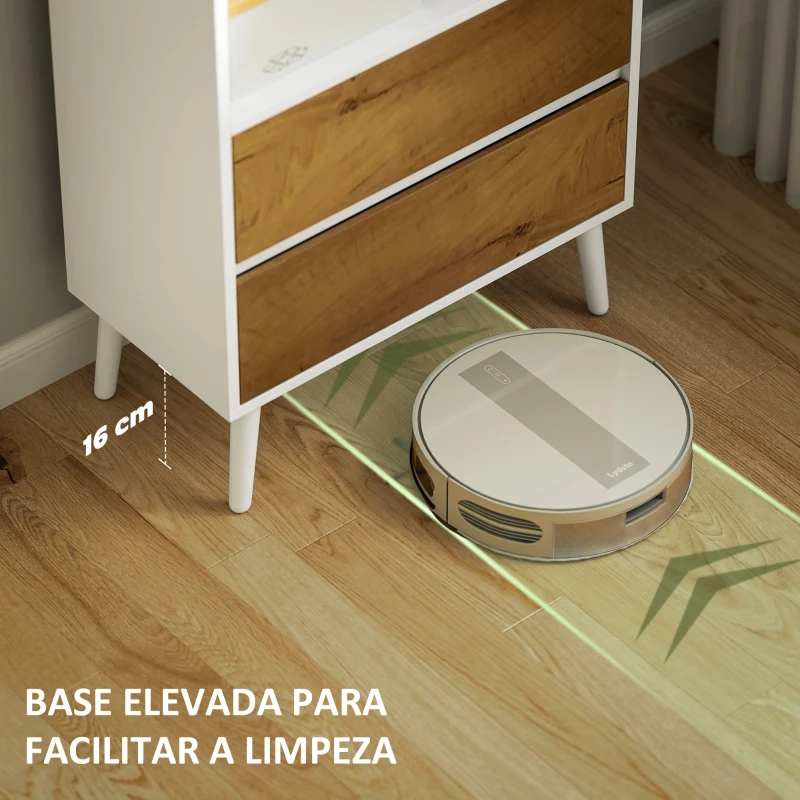 HOMCOM Estante para Livros de 6 Níveis com 2 Gavetas e 4 Prateleiras Abertas para Sala de Estar Escritório  60x30x179 cm Branco