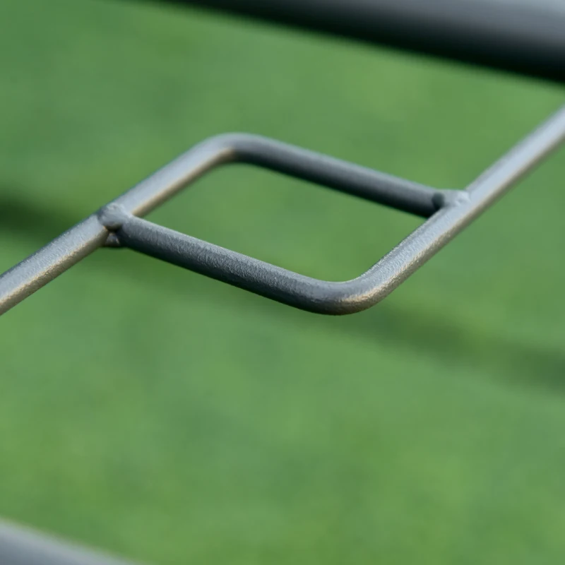 Outsunny Garden Dining Table Glass Top Metal Frame with Parasol Hole Outdoor Balcony Grey 140L x 80Wcm