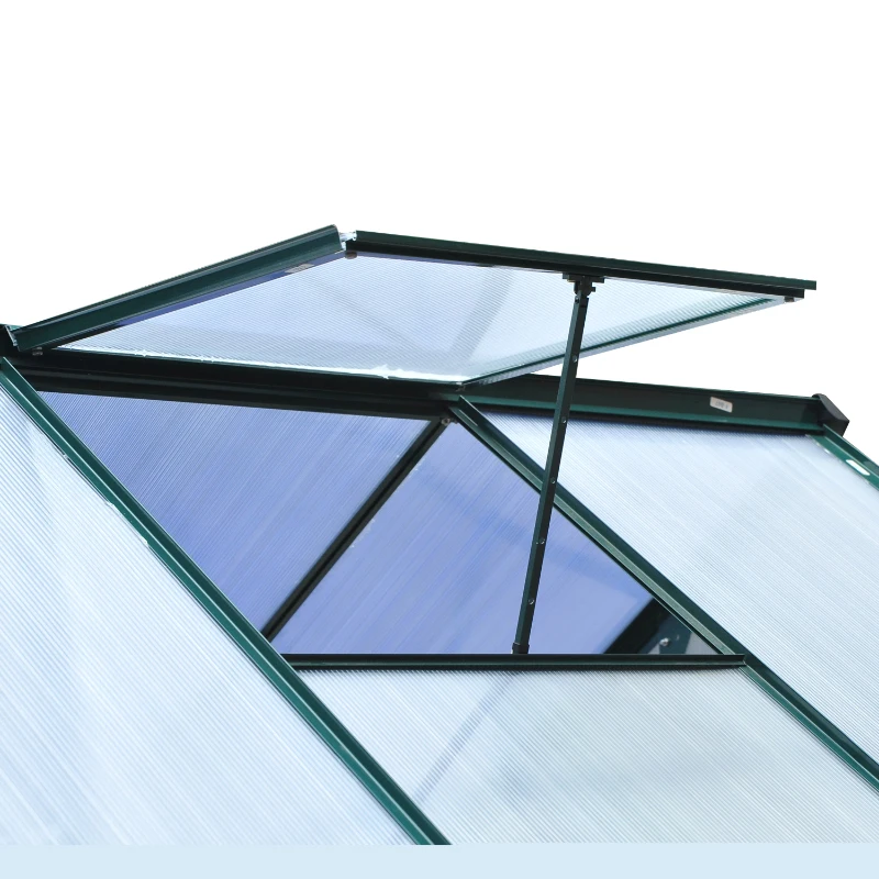 Outsunny Gewächshaus, Treibhaus, mit Dachfenster, Schiebetür, transparent, Polycarbonat+Aluminium, 190 x 192 x 201cm