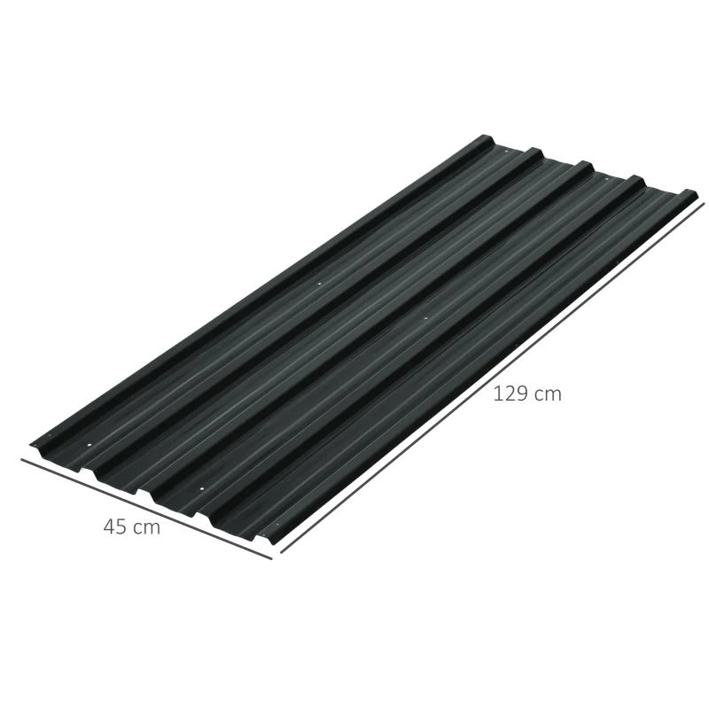 Outsunny Conjunto de 12 Painéis para Teto de Aço Galvanizado Chapas Perfiladas de Teto 7m² para Abrigo de Ferramentas 129x45cm Cinzento Escuro