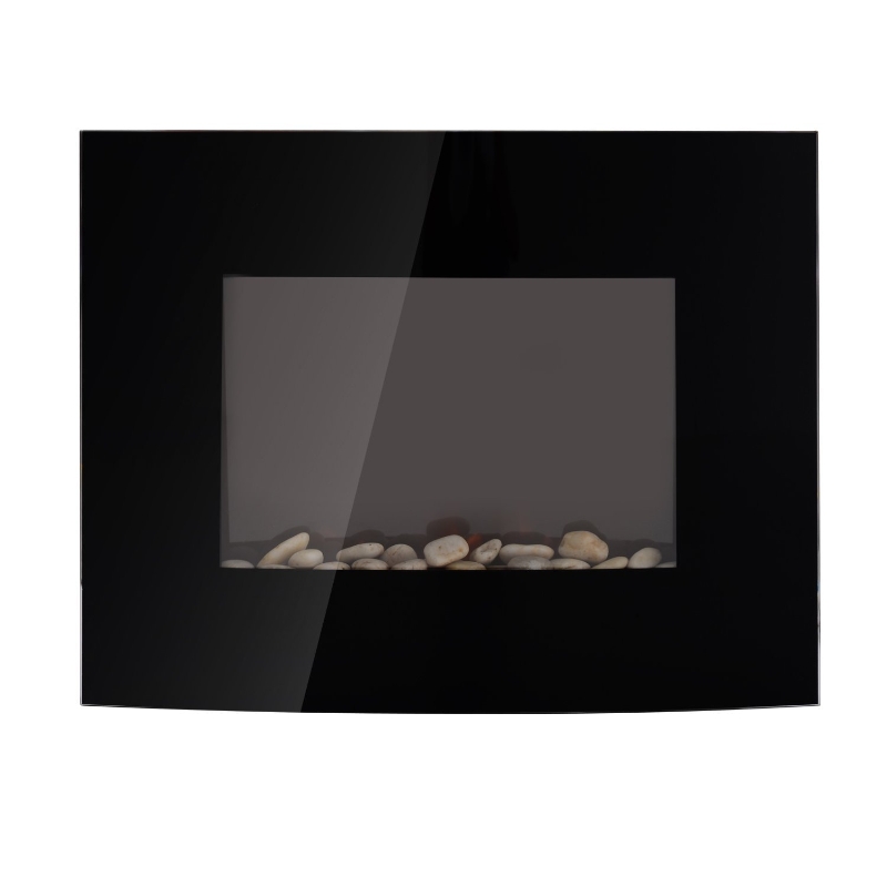 HOMCOM Lareira Elétrica de Parede  Potência 900/1800W Controlo Remoto Efeito de Chama Realista em 7 Cores 65x11,4x52cm Preto