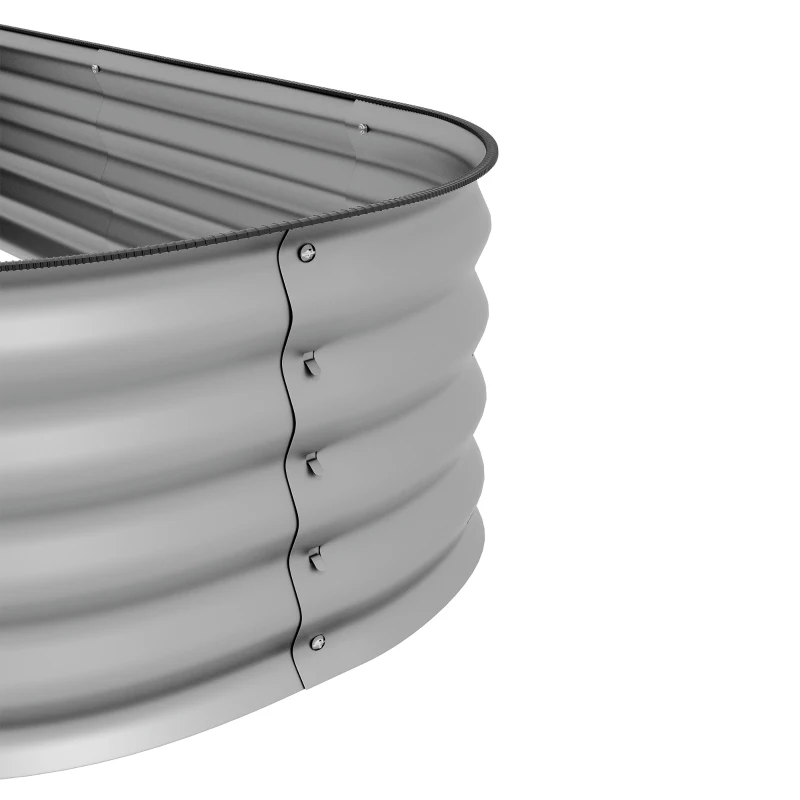 Outsunny Bac à plantes surélevé, jardin surélevé modulaire, bords protégés, design sans fond, 150 x 62 x 30 cm, Argent