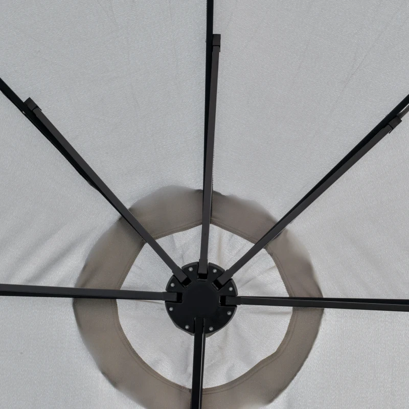 Outsunny Parasol avec LED Solaire 4,5m Parasol Double Jardin Parasol de Marché Parasol de Terrasse Ovale Gris clair + Noir