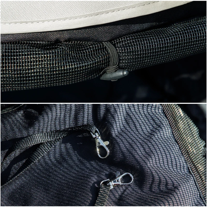 PawHut Carrinho para Cães Pequenos com Estrutura Compacta Carrinho Dobrável com Colchão Lavável Suporte para Copos 76x44x103 cm Creme