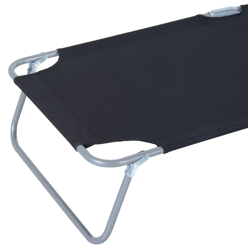 Outsunny Sonnenliege klappbar Gartenliege mit Sonnenschutz Liegestuhl mit 4-Fach verstellbare Rückenlehne Campingliege bis 120kg belastbar für Garten, Balkon und Pool geeignet, 6 Farben(Schwarz )