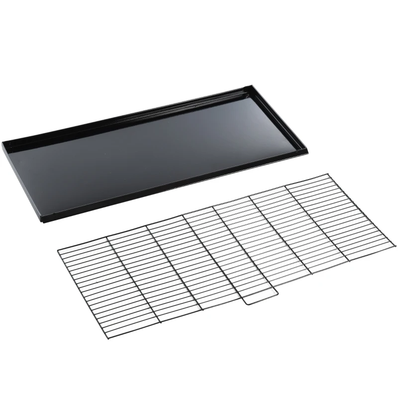 PawHut Gaiola para Pássaros com Divisória Ganchos Superiores Portas Comedouros Poleiros e Bandeja Amovível 59,5x26,5x39,5 cm Preto