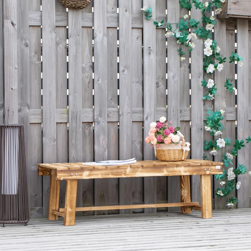 Outsunny 1 Piece 2-seater Outdoor Indoor Wooden Garden Bench Fir Patio Loveseat, 110L x 38W x 35Hcm, Carbonised