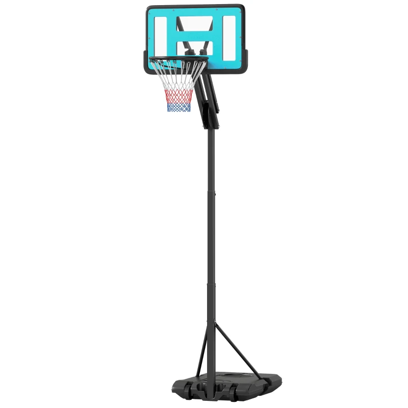SPORTNOW Tabela de Basquetebol Ajustável de 146-236 cm Portátil com Rodas e Base Preenchível com Água ou Areia 71x45x146-236 cm Preto