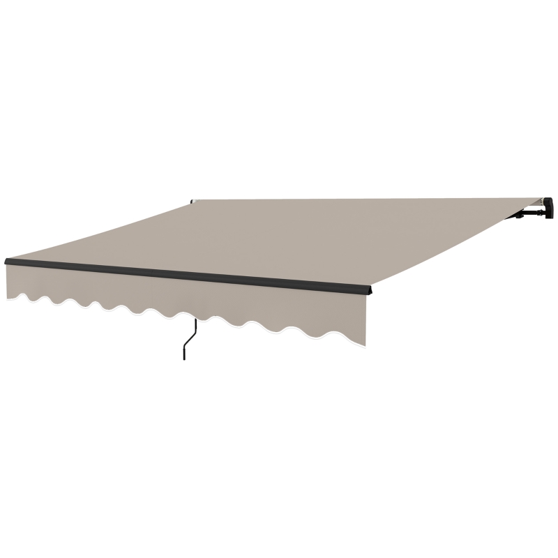 Outsunny Toldo Manual Retrátil 360x220 cm Toldo para Balcão com Manivela de Alumínio e Proteção UV30+ Toldo Enrolável de Exterior Creme