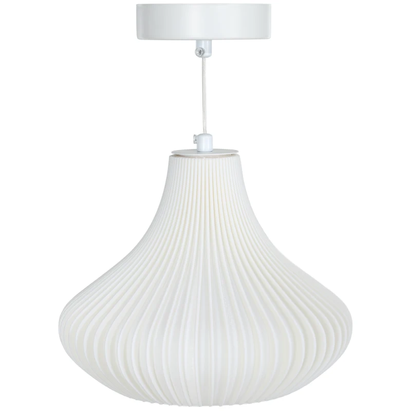 HOMCOM Candeeiro Suspenso Moderno Candeeiro de Teto com Ecrã de Impressão 3D Iluminação para Sala de Jantar Ø22x18 cm Branco