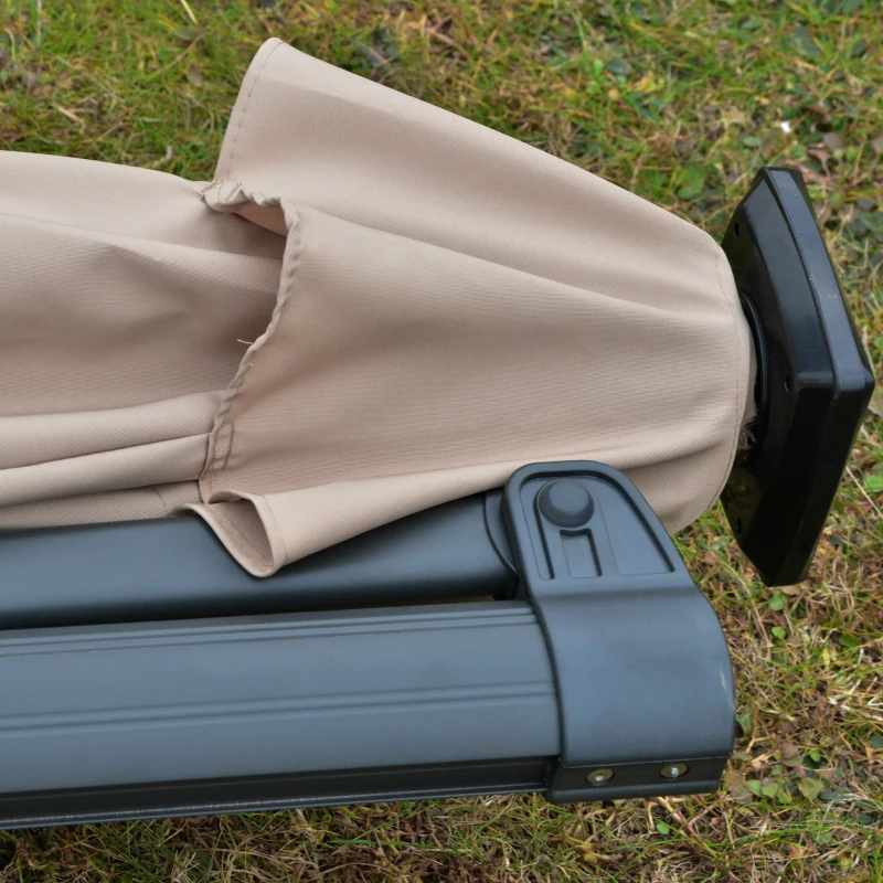 Outsunny 3(m) LED Cantilever Parasol Outdoor Sun Umbrella w/ Base Solar Lights Brown