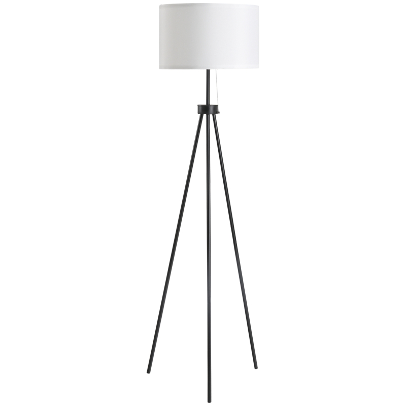 HOMCOM Candeeiro de Pé Moderno Candeeiro de Pé para Sala de Estar com Ecrã Redondo Tripé e Suporte para Lâmpada E27  Ø37x152 cm Branco e Preto