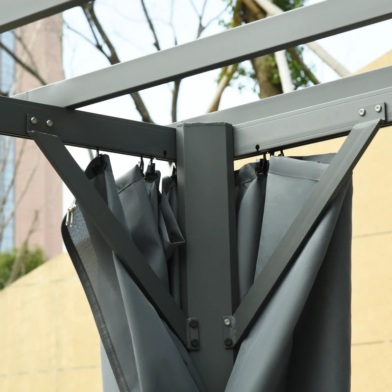Outsunny pergolapaviljoen met verstelbaar stoffen dak weerbestendig waterafstotend zonwering polyester staalgrijs 3,6 x 3 x 2,43 m