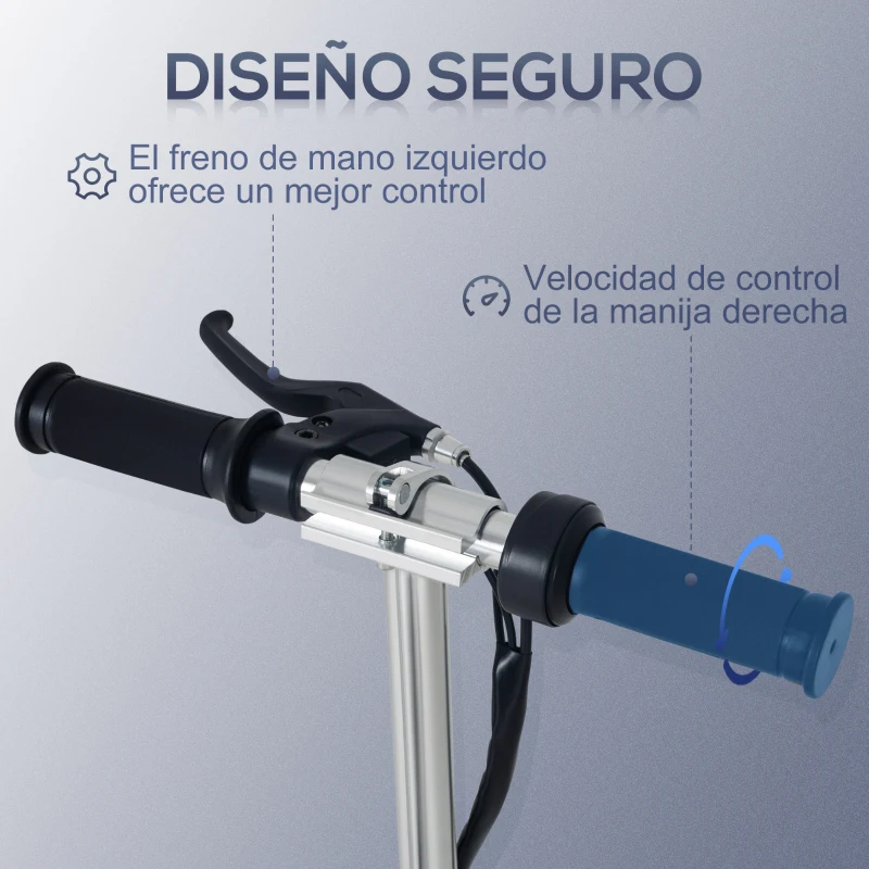 HOMCOM Patinete Eléctrico Plegable para Niños y Adolescentes de +7 Años con Manillar Ajustable en Altura 78x37x87-95 cm Azul