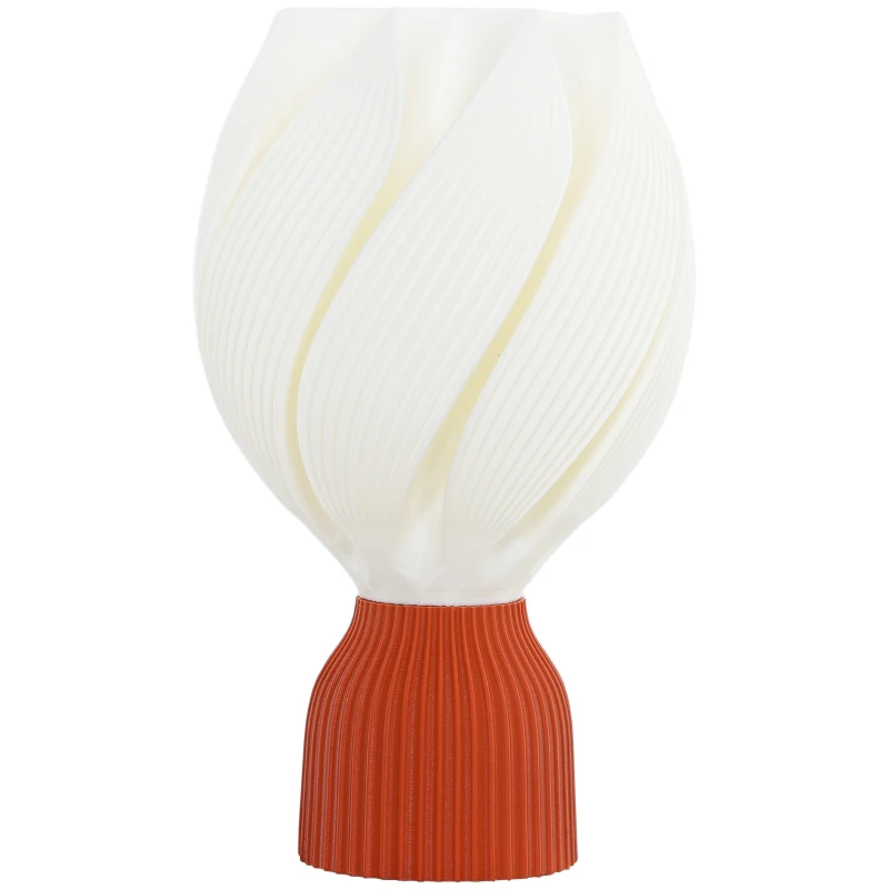HOMCOM Candeeiro de Mesa com Ecrã de Impressão 3D Candeeiro de Mesa com Desenho de Pétalas com Luz Quente Ø16,5x28 cm Branco