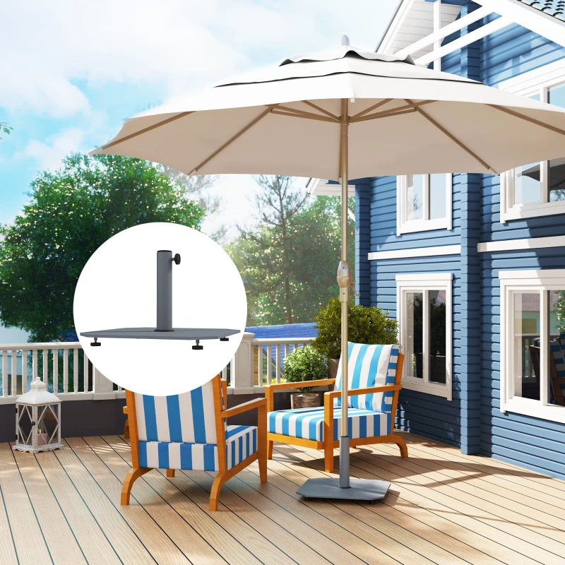 Outsunny Support de parasol en métal 18,5 kg avec roulettes, support de parasol carré pour parasol 32/38/48mm