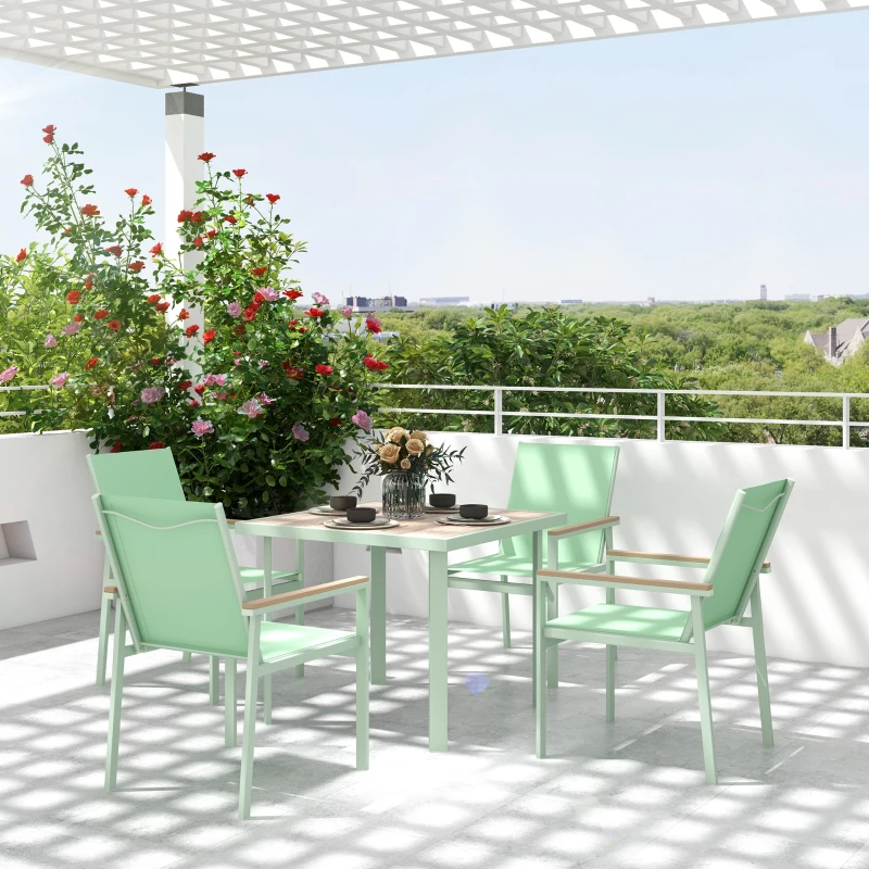 Outsunny Set de Masa de Gradina din 5 Piese cu Masa cu Blat