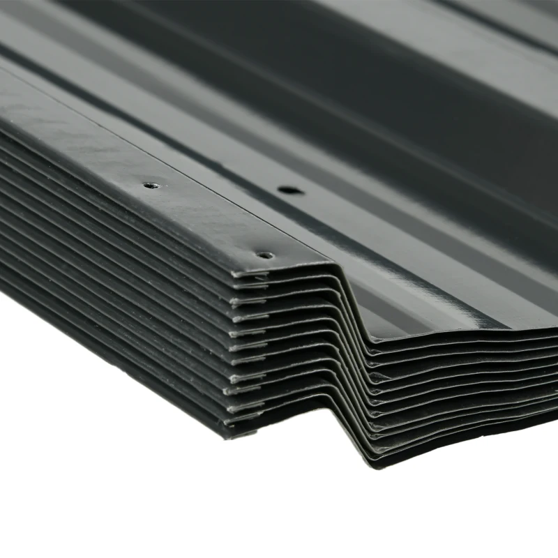 Outsunny Conjunto de 12 Painéis para Teto de Aço Galvanizado Chapas Perfiladas de Teto 7m² para Abrigo de Ferramentas 129x45cm Cinzento Escuro