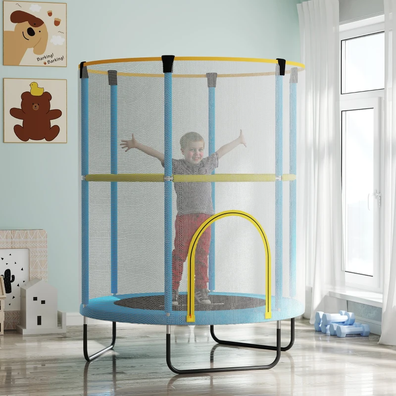 AIYAPLAY Kindertrampolin, filet de sécurité, jambes antidérapantes, entrée à glissière, coloré