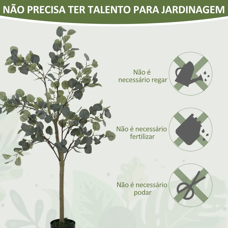 HOMCOM Eucalipto Artificial 150 cm Planta Artificial Decorativa Grande Árvore Artificial de Interior com 230 Folhas Verde