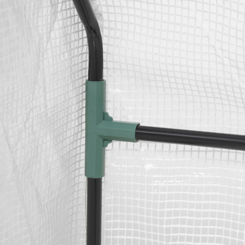 Outsunny Mini Gewächshaus, Treibhaus, 2 Reißverschlusstüren, reißfeste Folie, Metallrahmen, 1,8 x 1 x 1 m, Weiß