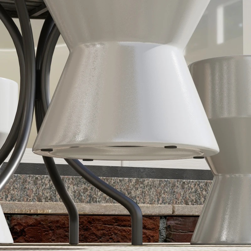 Outsunny Sitzhocker aus Keramik 120kg belastbar Ø33 x 45,5 cm Wetterfest Garten Hocker in Sanduhrform Hellgrau